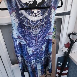 World Unity Blue Paisley Women's Top EUC Sz L